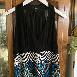 RN Studio Black and Turquoise Long Dress by Ronnie Nicole